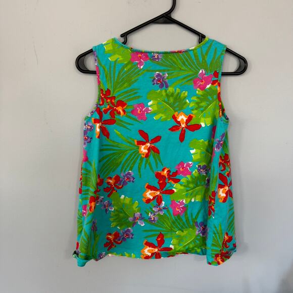 American Living Bright Tropical Floral Print Top Size Small Sleeveless Hawaiian - Picture 5 of 5